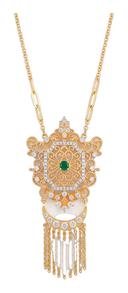 Pendentif Rosace Émeraude